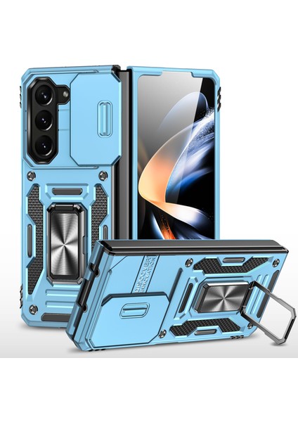 Samsung Galaxy Z Fold5 5g Zırh Serisi Pc + Tpu Telefon Kılıfı Metal Kickstand Kapak Slayt Kamera Kapağı (Yurt Dışından)