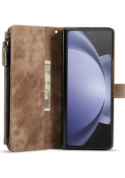 Samsung Galaxy Z Fold5 5g Fermuarı Cep Telefon Kılıfı 5 Kart Yuvaları Deri Kapak Kalem Tutucu (Yurt Dışından) fiyatları
