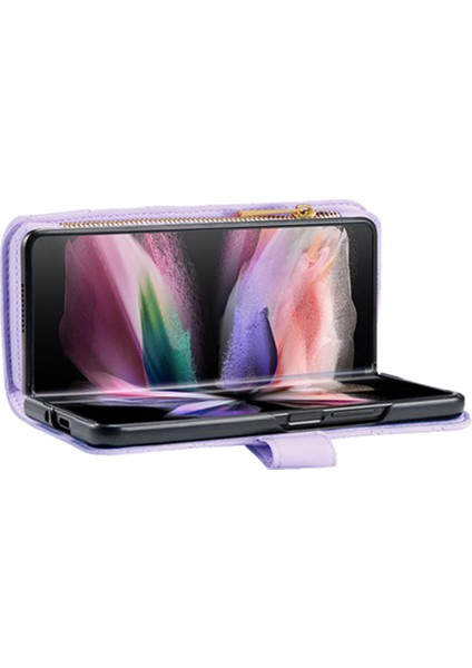 Samsung Galaxy Z Fold5 5g Fermuarı Cep Cüzdan Deri Kılıf Stand Telefon Kapağı (Yurt Dışından)
