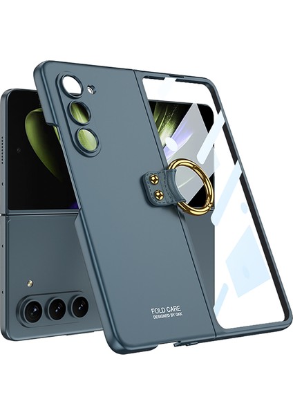 Samsung Galaxy Z Fold5 5g Yüzük Kickstand Telefon Kapağı Şok Geçirmez Sert Pc Kılıfı (Yurt Dışından)