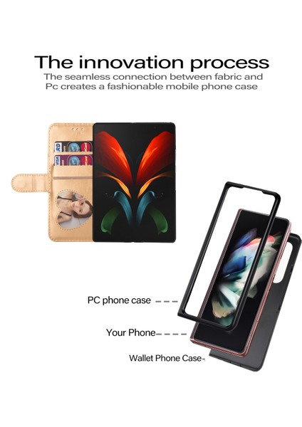 Samsung Galaxy Z Fold5 5g Pc+Pu Deri Telefon Stand Kılıfı Fermuarlı Cüzdan Hafif Telefon Kapağı (Yurt Dışından)