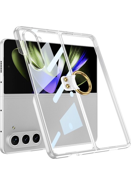 Samsung Galaxy Z Fold5 5g Sabit Pc Temiz Kılıf Halkası Tutucu Kickstand Elektraptaşlama Telefon Kapağı (Yurt Dışından)