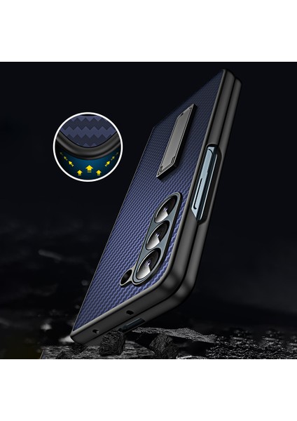 Samsung Galaxy Z Fold5 5g Karbon Fiber Doku Sert Pc Telefon Kılıfı Kickstand Case (Yurt Dışından)