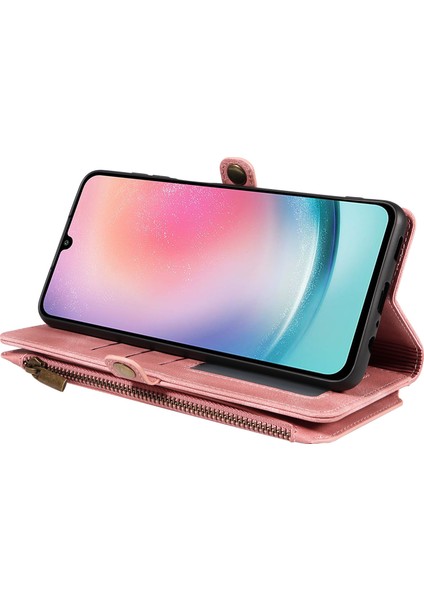 Samsung Galaxy A24 4g Fermuarı Cep Katlanabilir Stand Cüzdan Deri Kılıf Telefon Kapağı Kayış (Yurt Dışından) modelleri