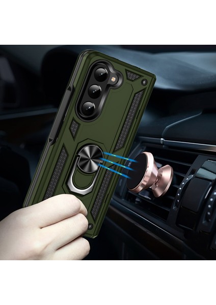 Samsung Galaxy Z Fold5 5g Tpu + Pc Telefon Kılıfı Halka Tutucu Kickstand Kapak ile Araç Montaj Metal Levha (Yurt Dışından) fırsatları