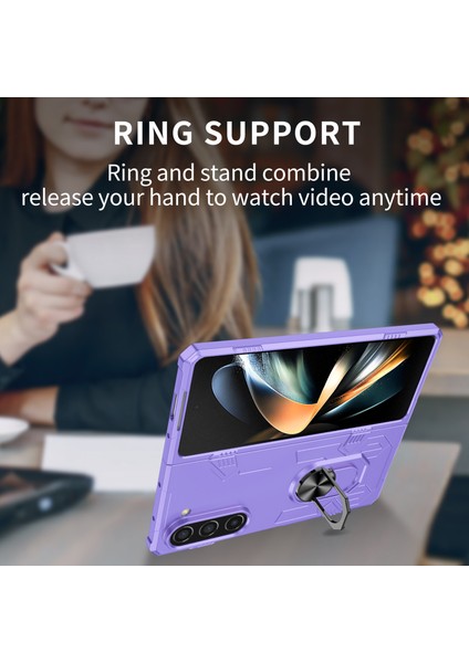 Samsung Galaxy Z Fold5 5g Halka Kickstand Telefon Kasası Sert Pc Önleme Anti-Drop Kapak Desteği Manyetik Araba Montajı (Yurt Dışından) indirimleri