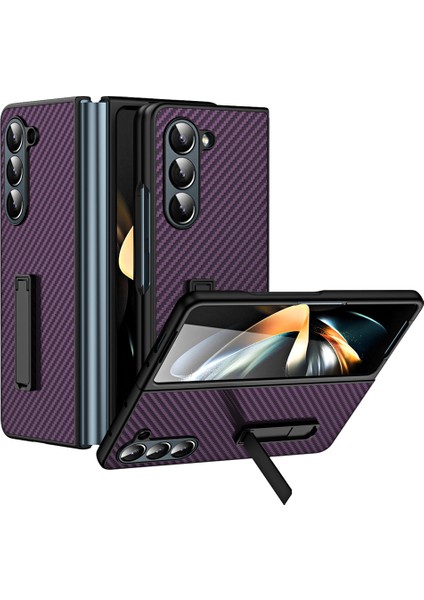 Samsung Galaxy Z Fold5 5g Karbon Fiber Doku Sert Pc Telefon Kılıfı Kickstand Case (Yurt Dışından)
