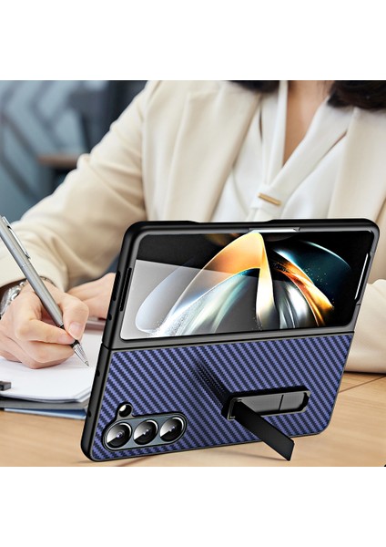 Samsung Galaxy Z Fold5 5g Karbon Fiber Doku Sert Pc Telefon Kılıfı Kickstand Case (Yurt Dışından)