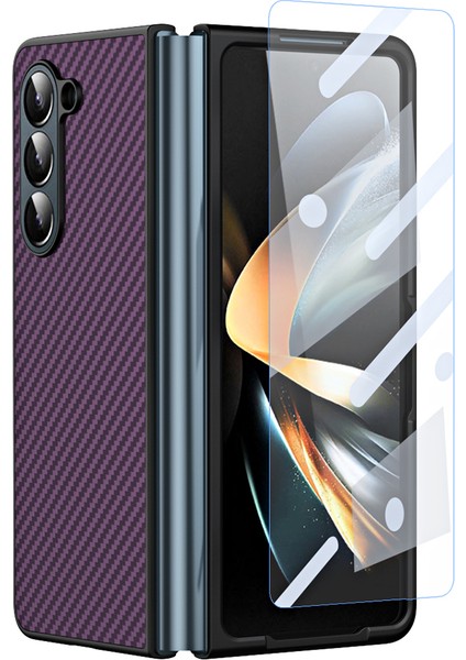 Samsung Galaxy Z Fold5 5g Karbon Fiber Doku Sert Pc Telefon Kılıfı Kickstand Case (Yurt Dışından)