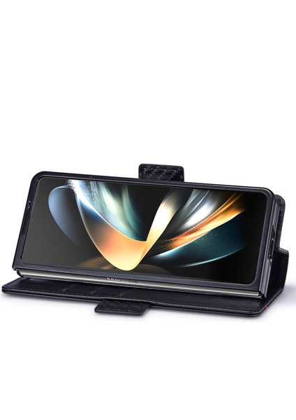 Samsung Galaxy Z Fold5 5g Telefon Deri Kapak Karbon Fiber Doku Standı Cüzdan Kılıfı (Yurt Dışından) modelleri