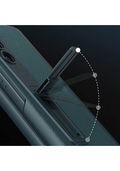 Samsung Galaxy Z Fold5 5g Kickstand Pc+Deri Telefon Kabuğu Kalem Yuvası Manyetik Menteşe Kapağı (Yurt Dışından)