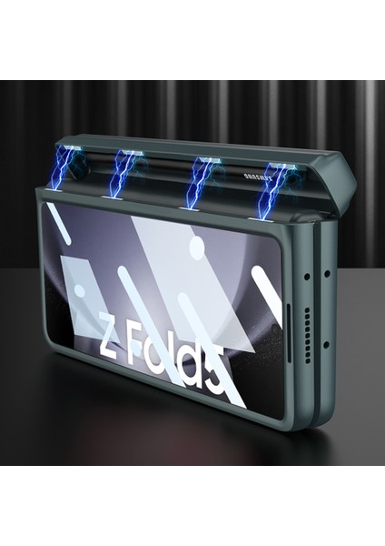 Samsung Galaxy Z Fold5 5g Kickstand Pc+Deri Telefon Kabuğu Kalem Yuvası Manyetik Menteşe Kapağı (Yurt Dışından)