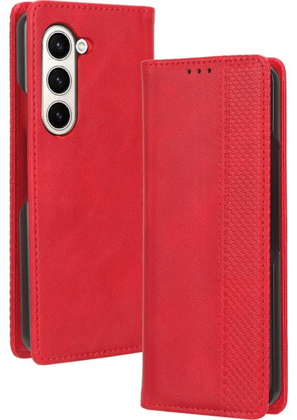 Samsung Galaxy Z Fold5 5g Retro Pu Deri Telefon Kılıfı Manyetik Kapanış Stand Telefon Kapağı (Yurt Dışından)