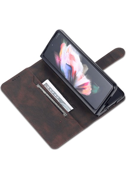 Samsung Galaxy Z Fold5 5g Pu Deri Cüzdan Telefon Kılıfı Kickstand Shockproof Cover (Yurt Dışından)