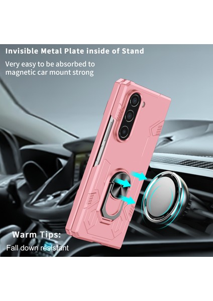 Samsung Galaxy Z Fold5 5g Halka Kickstand Telefon Kasası Sert Pc Önleme Anti-Drop Kapak Desteği Manyetik Araba Montajı (Yurt Dışından)