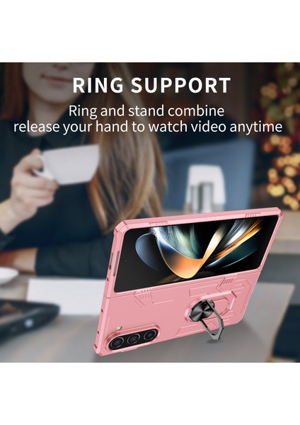 Samsung Galaxy Z Fold5 5g Halka Kickstand Telefon Kasası Sert Pc Önleme Anti-Drop Kapak Desteği Manyetik Araba Montajı (Yurt Dışından)
