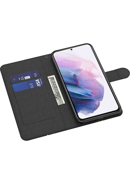 Samsung Galaxy S23 Fe Pu Deri Cüzdan Telefon Kılıfı Stand Kapağı Kayışla 3D Kabuk (Yurt Dışından)