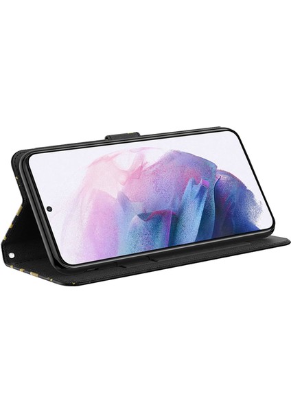 Samsung Galaxy S23 Fe Pu Deri Cüzdan Telefon Kılıfı Stand Kapağı Kayışla 3D Kabuk (Yurt Dışından)