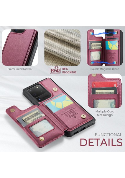 Samsung Galaxy S20 Ultra Rfıd Engelleme Kart Tutucu Pu+Tpu Kickstand Telefon Kapağı (Yurt Dışından) indirimleri