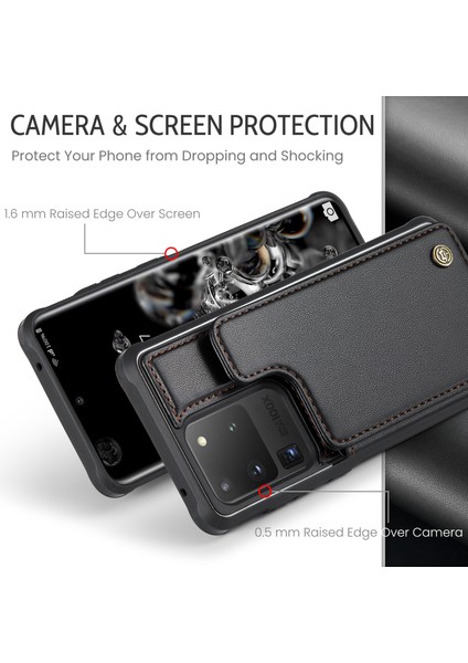 Samsung Galaxy S20 Ultra Rfıd Engelleme Kart Tutucu Pu+Tpu Kickstand Telefon Kapağı (Yurt Dışından) fırsatları