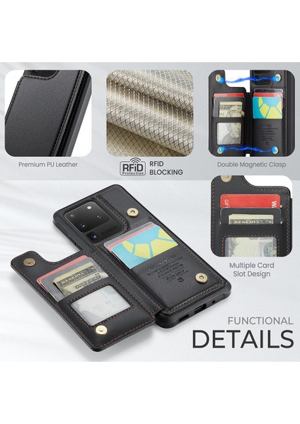 Samsung Galaxy S20 Ultra Rfıd Engelleme Kart Tutucu Pu+Tpu Kickstand Telefon Kapağı (Yurt Dışından) indirimleri