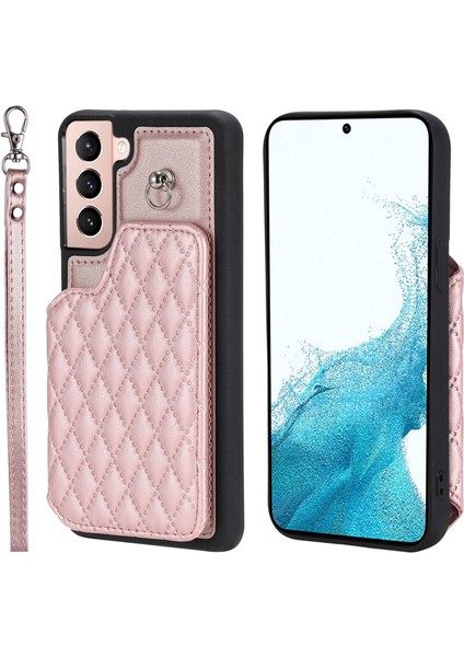 Samsung Galaxy S22 5g Telefon Kapağı, Kickstand Pu Deri+Tpu Rfıd Tharlıne Toklama Telefonu Bilek Kayışı ile (Yurt Dışından)