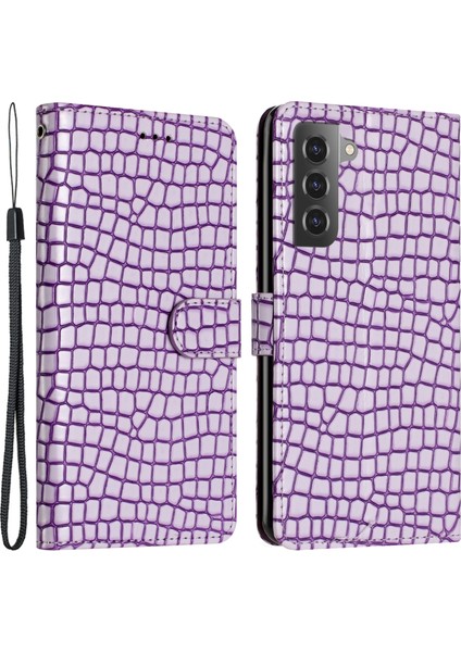 Samsung Galaxy S21 Fe 5g Katlanabilir Stand Kabuğu, Telefon Deri Cüzdan Kapağı Timsah Doku Kılıfı Kayış (Yurt Dışından)