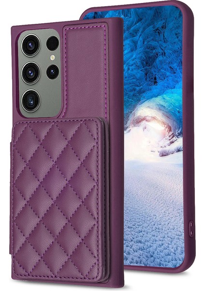 Samsung Galaxy S23 Ultra Kart Yuvaları Çizgiye Dönüş Anti Tele Kılıfı Deri Kaplamalı Tpu Kickstand ile (Yurt Dışından) fiyatları