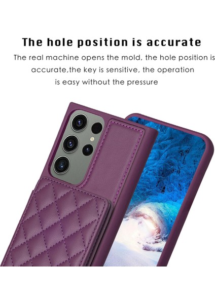 Samsung Galaxy S23 Ultra Kart Yuvaları Çizgiye Dönüş Anti Tele Kılıfı Deri Kaplamalı Tpu Kickstand ile (Yurt Dışından) modelleri