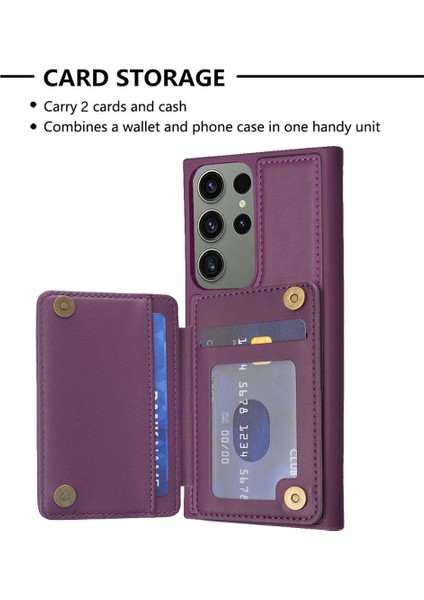 Samsung Galaxy S23 Ultra Kart Yuvaları Çizgiye Dönüş Anti Tele Kılıfı Deri Kaplamalı Tpu Kickstand ile (Yurt Dışından) fırsatları