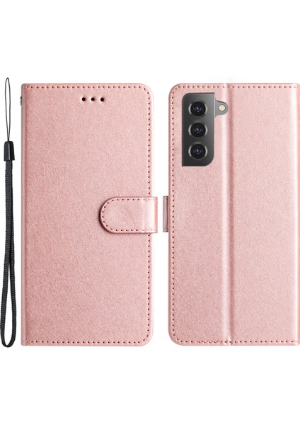 Samsung Galaxy S21+ 5g Pu Deri+ Tpu Telefon Koruyucusu, Cüzdan Işlevi Stand Ipek Doku Flip Case El Kayışı ile (Yurt Dışından)