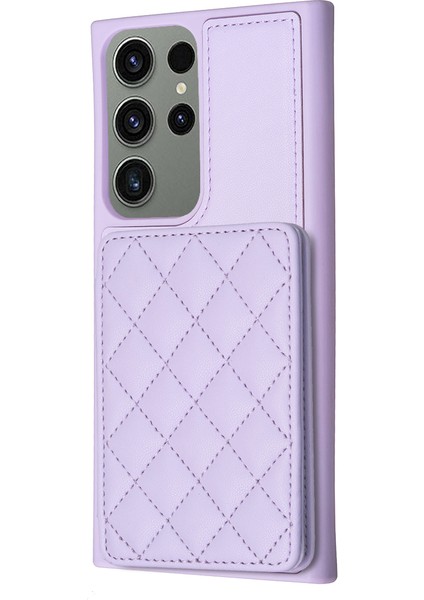 Samsung Galaxy S23 Ultra Kart Yuvaları Çizgiye Dönüş Anti Tele Kılıfı Deri Kaplamalı Tpu Kickstand ile (Yurt Dışından)