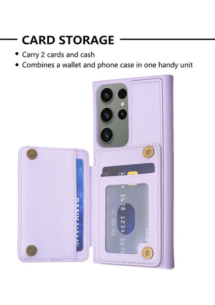 Samsung Galaxy S23 Ultra Kart Yuvaları Çizgiye Dönüş Anti Tele Kılıfı Deri Kaplamalı Tpu Kickstand ile (Yurt Dışından) fırsatları