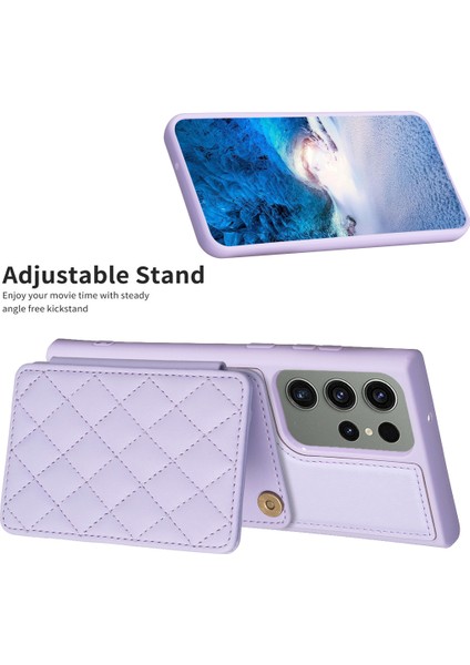 Samsung Galaxy S23 Ultra Kart Yuvaları Çizgiye Dönüş Anti Tele Kılıfı Deri Kaplamalı Tpu Kickstand ile (Yurt Dışından) indirimleri