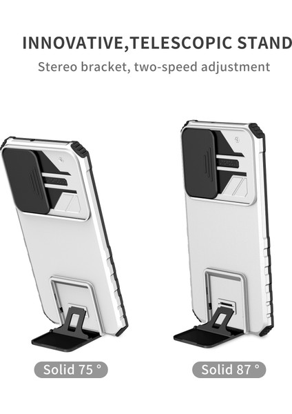 Samsung Galaxy S22+ 5g Slayt Lens Kalkanı Anti-Fall Kapak Kickstand Pc+ Tpu Telefon Kılıfı (Yurt Dışından)