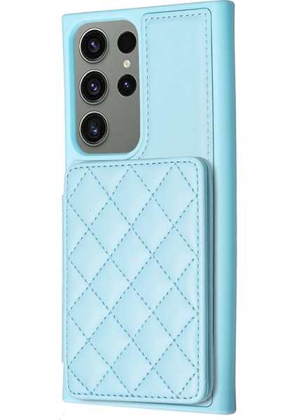 Samsung Galaxy S23 Ultra Kart Yuvaları Çizgiye Dönüş Anti Tele Kılıfı Deri Kaplamalı Tpu Kickstand ile (Yurt Dışından)