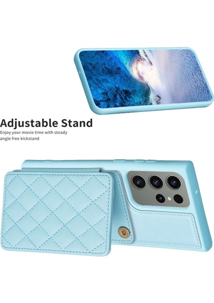 Samsung Galaxy S23 Ultra Kart Yuvaları Çizgiye Dönüş Anti Tele Kılıfı Deri Kaplamalı Tpu Kickstand ile (Yurt Dışından) indirimleri