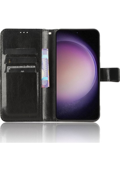 Samsung Galaxy S23 Fe Pu Deri Cüzdan Telefon Kapağı, Çılgın At Doku Cep Telefonu Stand Kılıfı (Yurt Dışından)