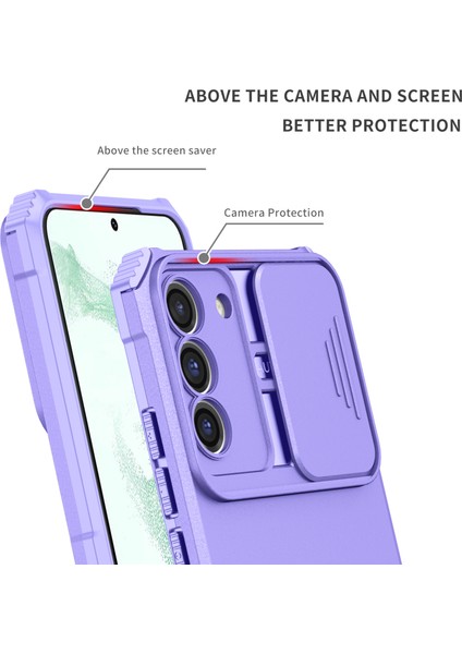 Samsung Galaxy S22+ 5g Slayt Lens Kalkanı Anti-Fall Kapak Kickstand Pc+ Tpu Telefon Kılıfı (Yurt Dışından)