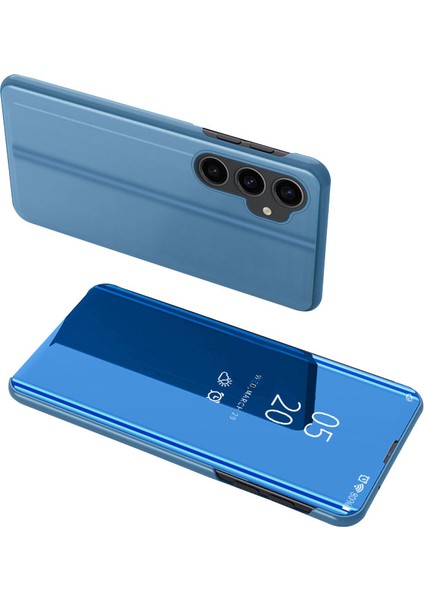 Samsung Galaxy S23 Fe Ayna Yüzey Kabuğu, Elektrokaplama Görünümü Pu Deri Kılıf Telefon Stand Kapağı (Yurt Dışından)