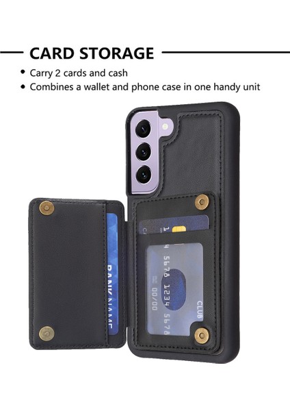 Samsung Galaxy S21 Fe 5g Anti-Drop Deri Kaplamalı Tpu Kapak Telefon Kılıfı Kart Tutucu Kickstand (Yurt Dışından)
