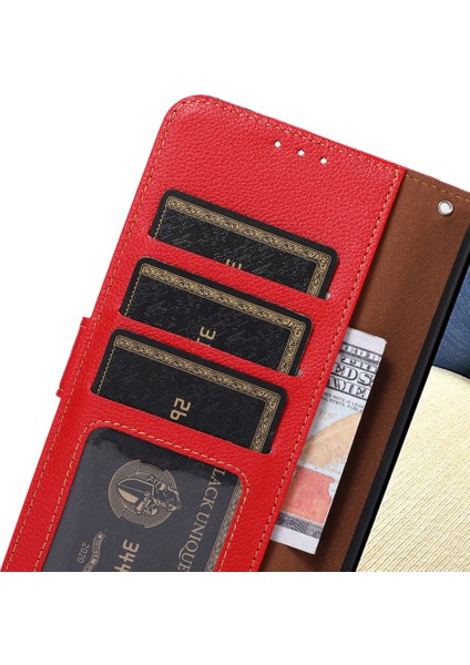 Samsung Galaxy S23 Fe Pu Deri Kılıf Litchi Doku Cüzdan Rfıd Engelleme Stand Telefon Kapağı (Yurt Dışından)