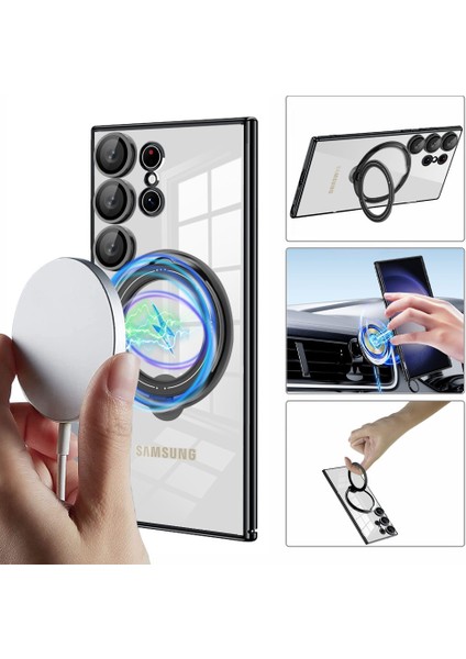 Samsung Galaxy S22 Ultra 5g Pc+Tpu Telefon Kapağı Magsafe ile Uyumlu Dönen Kickstand Case (Yurt Dışından)