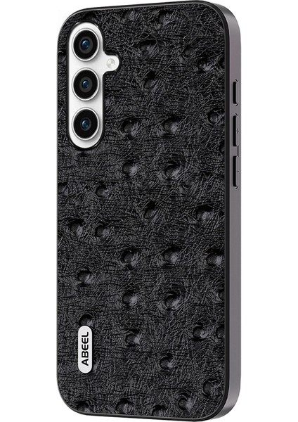 Samsung Galaxy S23 Fe Inek Deri Yüzey Telefon Kılıf Devekuşu Doku Pc+Tpu Kapak (Yurt Dışından)