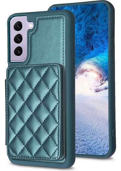 Samsung Galaxy S21 Fe 5g Anti-Drop Deri Kaplamalı Tpu Kapak Telefon Kılıfı Kart Tutucu Kickstand (Yurt Dışından)