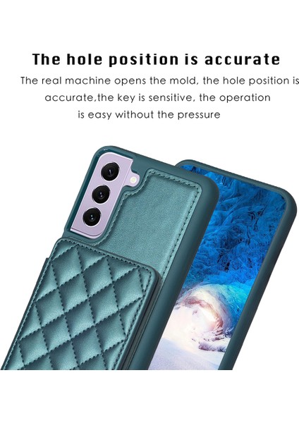 Samsung Galaxy S21 Fe 5g Anti-Drop Deri Kaplamalı Tpu Kapak Telefon Kılıfı Kart Tutucu Kickstand (Yurt Dışından)