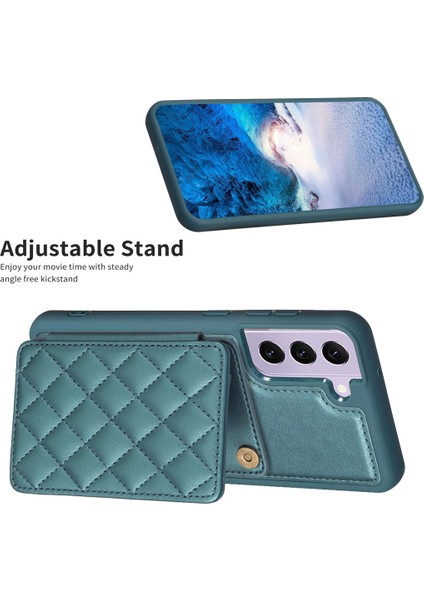 Samsung Galaxy S21 Fe 5g Anti-Drop Deri Kaplamalı Tpu Kapak Telefon Kılıfı Kart Tutucu Kickstand (Yurt Dışından)