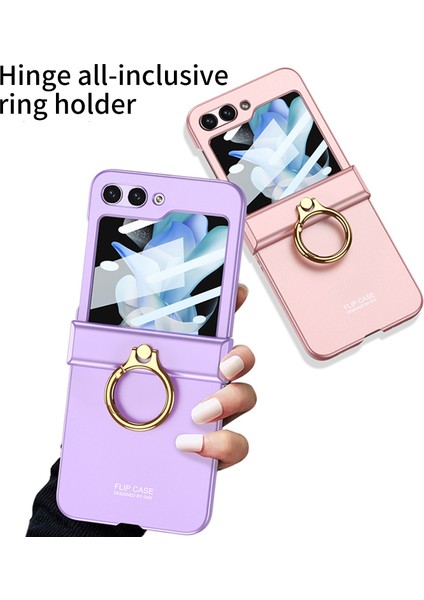 Samsung Galaxy Z Flip5 5g Her Şey Dahil Menteşe Telefon Kabuğu Temperli Cam Film Plastik Telefon Kılıfı Halka Tutucu (Yurt Dışından) indirimleri
