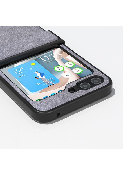 Samsung Galaxy Z Flip5 5g Pu Deri Kaplamalı Pc Kılıf Menteşe Tasarım Telefon Kapağı (Yurt Dışından)