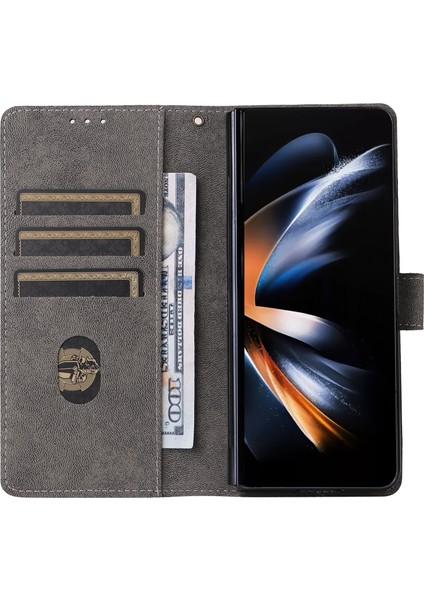 Samsung Galaxy Z Fold5 5g Rfıd Engelleme Cüzdan Telefon Kapağı Kayışla Pu Deri Kılıf (Yurt Dışından)